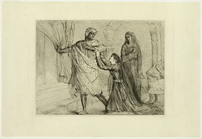 Framed Print : Away!, plate seven from Othello, 1844. Creator: Theodore Chasseriau Framed Print : Away!, plate seven from Othello, 1844. Creator: Theodore Chasseriau