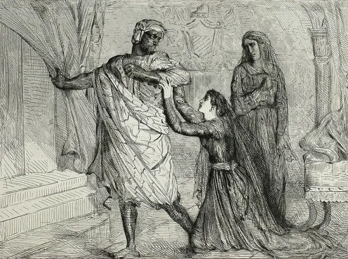 Framed Print : Away!, plate seven from Othello, 1844. Creator: Theodore Chasseriau Framed Print : Away!, plate seven from Othello, 1844. Creator: Theodore Chasseriau