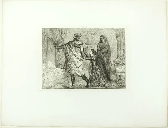 Framed Print : Away!, plate seven from Othello, 1844. Creator: Theodore Chasseriau Framed Print : Away!, plate seven from Othello, 1844. Creator: Theodore Chasseriau