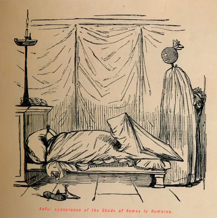 Framed Print : Awful appearance of the Shade of Remus to Romulus, 1852. Artist: John Leech Framed Print : Awful appearance of the Shade of Remus to Romulus, 1852. Artist: John Leech