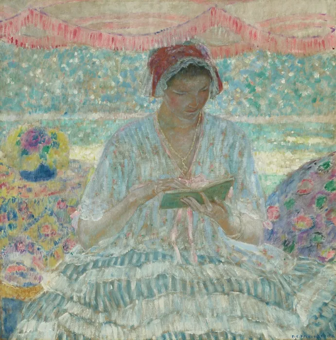 Framed Print : Under the Awning, 1916. Creator: Frieseke, Frederick Carl (1874-1939)