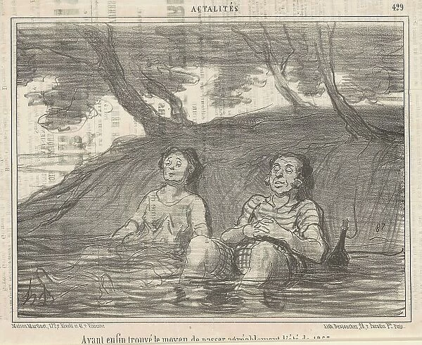 Ayant enfin trouvé le moyen de passer agréablement l'été de 1857, 19th century. Creator: Honore Daumier