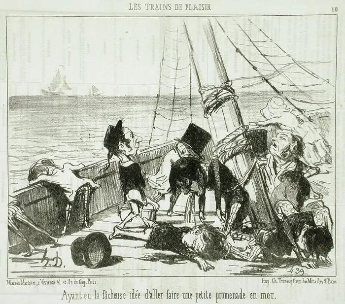 Framed Print : Ayant eu la fâcheuse idée d'aller...en mer, 1852. Creator: Honore Daumier Framed Print : Ayant eu la fâcheuse idée d'aller...en mer, 1852. Creator: Honore Daumier