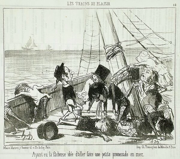 Ayant eu la fâcheuse idée d'aller...en mer, 1852. Creator: Honore Daumier