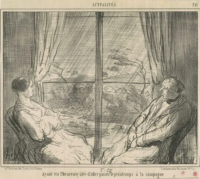 Framed Print : Ayant eu... l'idée d'aller... 19th century. Creator: Honore Daumier Framed Print : Ayant eu... l'idée d'aller... 19th century. Creator: Honore Daumier