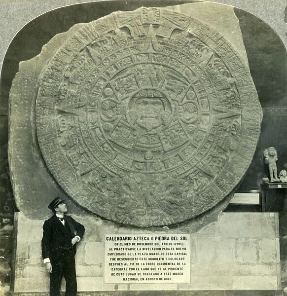 The Aztec Calendar Stone, or Stone of the Sun, National Museum, Mexico City, c1930s