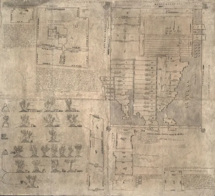 Framed Print : Aztec Oztoticpac map, c. 1540. Artist: Pre-Columbian art Framed Print : Aztec Oztoticpac map, c. 1540. Artist: Pre-Columbian art