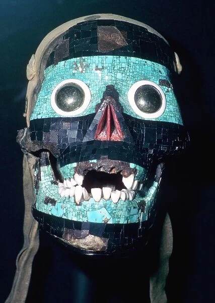 Aztec Turquoise and Lignite mosaic mask of Tezcatlipoca, 15th - 16th century