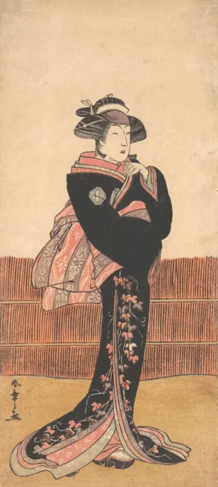 Framed Print : The Third Azuma Tozo as a Woman in a Black Kimono, probably 1782. Creator: Shunsho Framed Print : The Third Azuma Tozo as a Woman in a Black Kimono, probably 1782. Creator: Shunsho