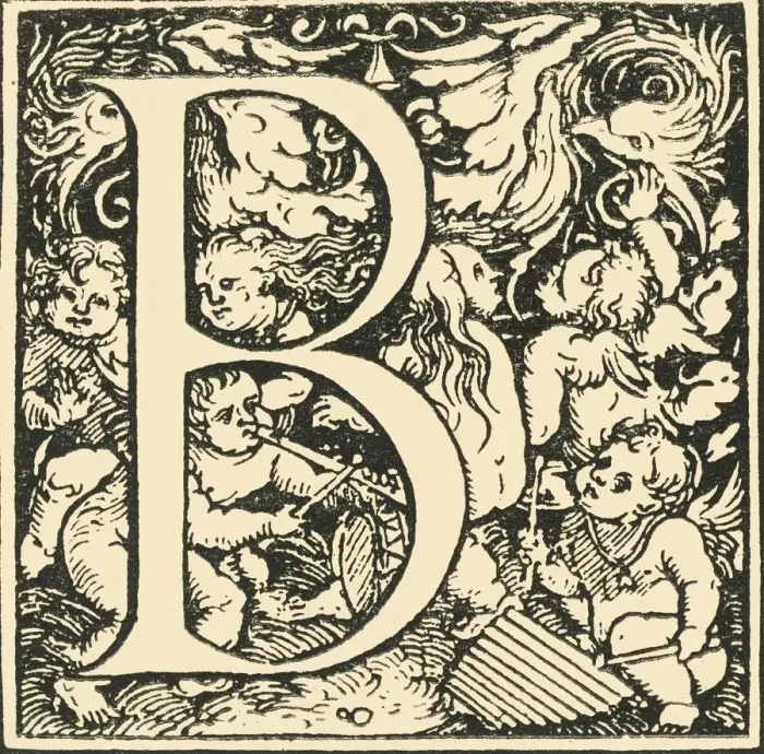 Framed Print : B - An Alphabet by Hans Weiditz, c1520-1521, (1908). Creator: Hans Weiditz Framed Print : B - An Alphabet by Hans Weiditz, c1520-1521, (1908). Creator: Hans Weiditz