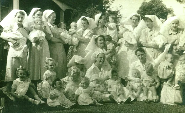 Framed Print : Babies and staff at St Monan's Hospital, 146 Holt Avenue, Cremorne, c1950. Creator: Unknown. Babies and staff at St Monan's Hospital, 146 Holt Avenue, Cremorne, c1950 Framed Print : Babies and staff at St Monan's Hospital, 146 Holt Avenue, Cremorne, c1950. Creator: Unknown. Babies and staff at St Monan's Hospital, 146 Holt Avenue, Cremorne, c1950