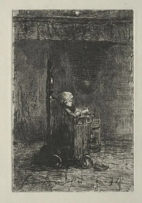 Framed Print : Baby in His Chair. Creator: Jozef Israels (Dutch, 1824-1911) Framed Print : Baby in His Chair. Creator: Jozef Israels (Dutch, 1824-1911)