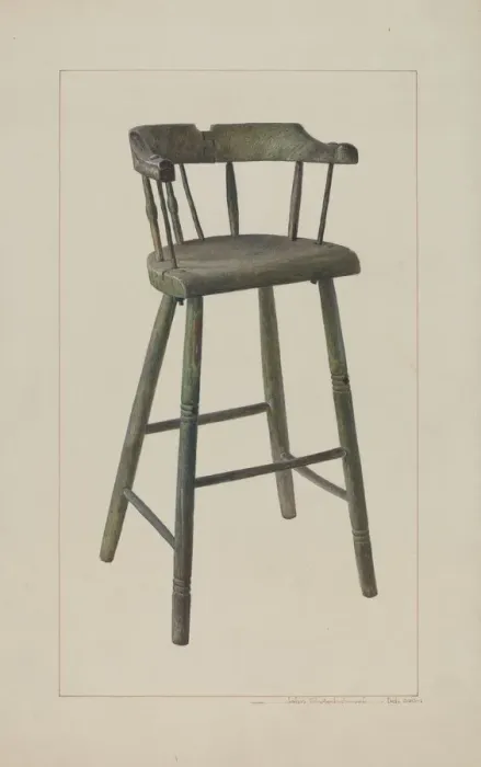 Framed Print : Baby High Chair, 1938. Creator: John Swientochowski Framed Print : Baby High Chair, 1938. Creator: John Swientochowski