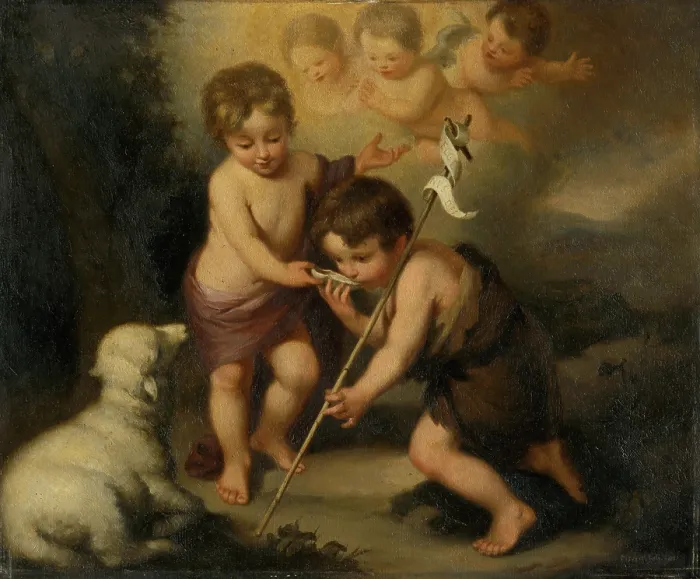 Framed Print : Baby Jesus with Saint John the Baptist, 1890-1900. Creator: Felician Moczik Framed Print : Baby Jesus with Saint John the Baptist, 1890-1900. Creator: Felician Moczik