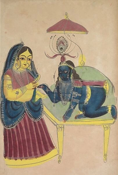 Baby Krishna Asking for Butter from Yashoda, 1800s. Creator: Unknown