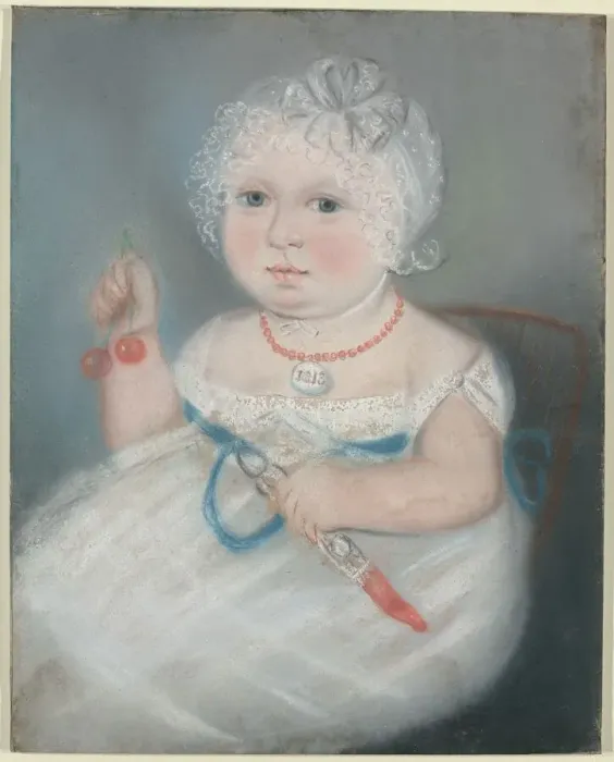 Framed Print : Baby with Locket, 1813. Creator: Unknown Framed Print : Baby with Locket, 1813. Creator: Unknown