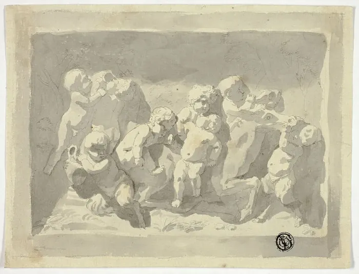 Framed Print : Baby Satyrs and Putti Playing with Donkey, n.d. Creator: Jacob de Wit Framed Print : Baby Satyrs and Putti Playing with Donkey, n.d. Creator: Jacob de Wit