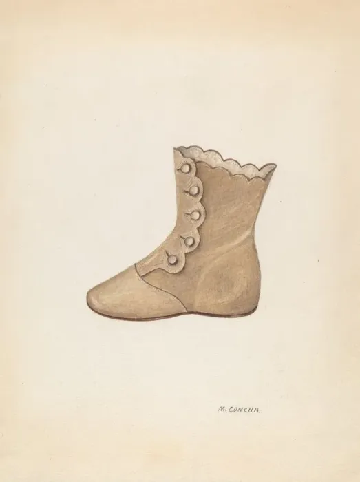 Framed Print : Baby Shoe, c. 1937. Creator: Margaret Concha Framed Print : Baby Shoe, c. 1937. Creator: Margaret Concha