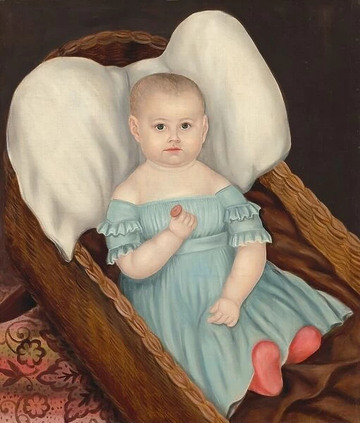 Baby in Wicker Basket, c. 1840. Creator: Joseph Whiting Stock