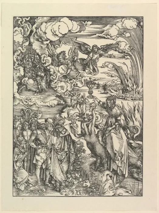 Framed Print : The Babylonian Whore, from The Apocalypse. Facsimile. n. d. Creator: Albrecht Durer Framed Print : The Babylonian Whore, from The Apocalypse. Facsimile. n. d. Creator: Albrecht Durer