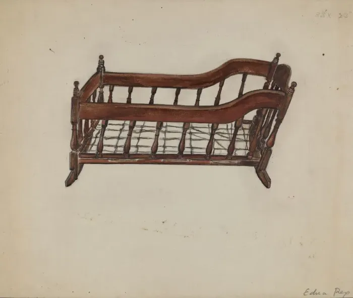 Framed Print : Babys Cradle, 1935  /  1942. Creator: Edna C. Rex
