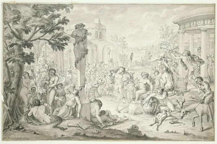 Framed Print : Bacchanal, 1696. Creator: W. Marchand Framed Print : Bacchanal, 1696. Creator: W. Marchand