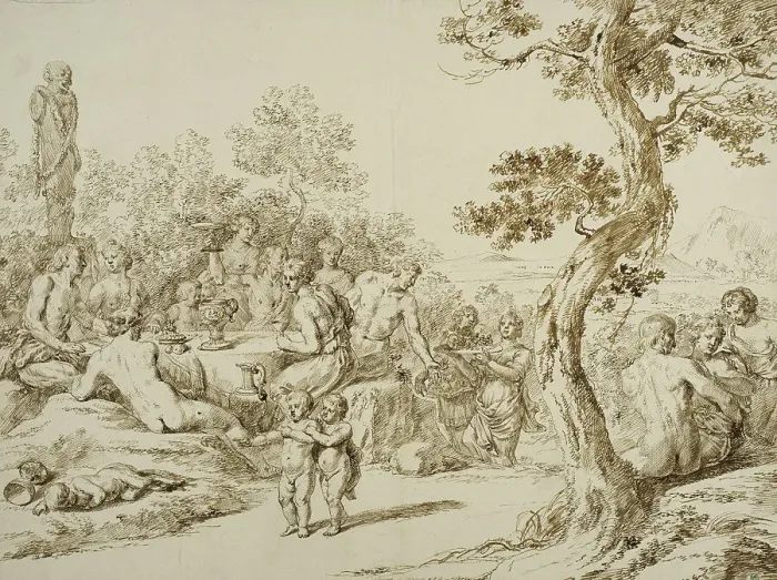 Framed Print : Bacchanal, c18th century. Creator: Ottmar Elliger the Younger Framed Print : Bacchanal, c18th century. Creator: Ottmar Elliger the Younger