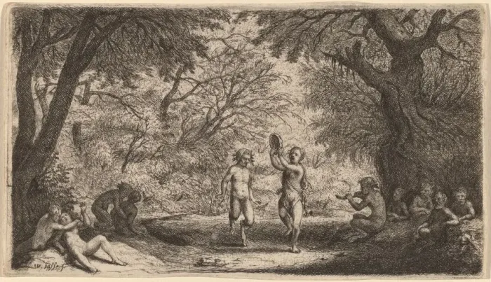 Framed Print : Bacchanal with a Dancing Couple in the Center. Creator: Willem Basse