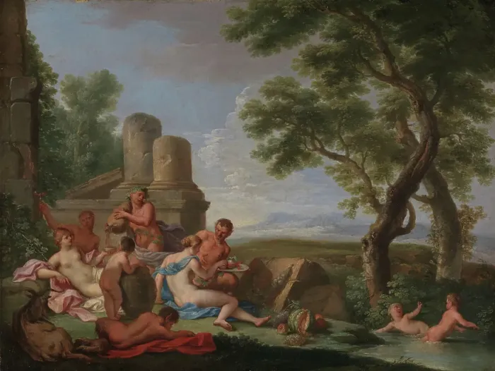 Framed Print : Bacchanal Scene in a Landscape, probably between 1720 and 1740. Creator: Andrea Locatelli Framed Print : Bacchanal Scene in a Landscape, probably between 1720 and 1740. Creator: Andrea Locatelli