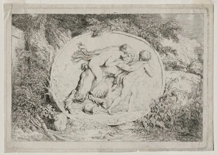 Framed Print : Bacchanales: Nymph Astride a Satyr, 1763. Creator: Jean-Honore Fragonard (French, 1732-1806) Framed Print : Bacchanales: Nymph Astride a Satyr, 1763. Creator: Jean-Honore Fragonard (French, 1732-1806)