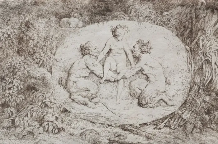 Framed Print : Bacchanales: Nymph Supported by Two Satyrs, 1763. Creator: Jean-Honore Fragonard (French Framed Print : Bacchanales: Nymph Supported by Two Satyrs, 1763. Creator: Jean-Honore Fragonard (French