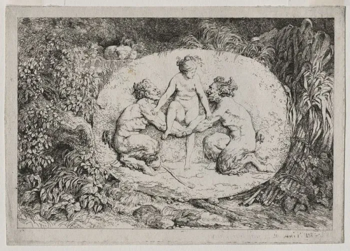 Framed Print : Bacchanales: Nymph Supported by Two Satyrs, 1763. Creator: Jean-Honore Fragonard (French Framed Print : Bacchanales: Nymph Supported by Two Satyrs, 1763. Creator: Jean-Honore Fragonard (French
