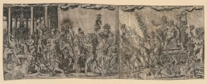 Framed Print : Bacchanalian Scene, late 1500s-early 1600s. Creator: Francesco Bertelli (Italian) Framed Print : Bacchanalian Scene, late 1500s-early 1600s. Creator: Francesco Bertelli (Italian)