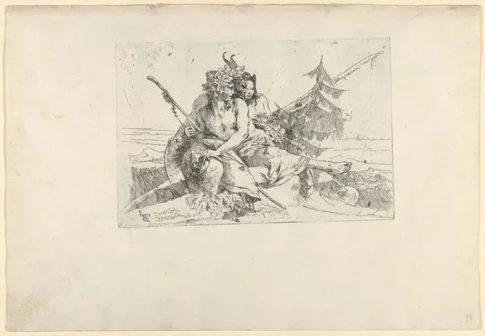 Framed Print : Bacchant, Satyr, and Fauness, from the Scherzi, ca. 1740 Framed Print : Bacchant, Satyr, and Fauness, from the Scherzi, ca. 1740