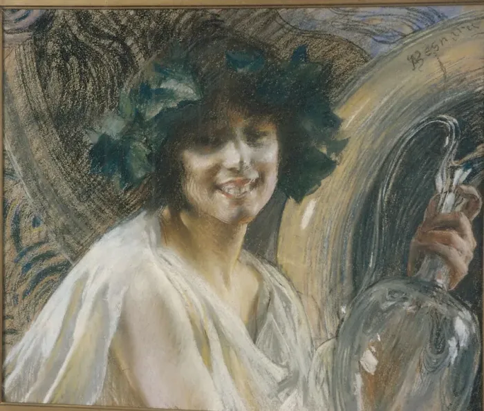 Framed Print : Bacchante (Nymph crowned with vine leaves), um 1900-1904 Framed Print : Bacchante (Nymph crowned with vine leaves), um 1900-1904