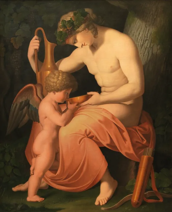 Framed Print : Bacchus and Cupid, 1796. Creator: Carstens, Asmus Jacob (1754-1798) Framed Print : Bacchus and Cupid, 1796. Creator: Carstens, Asmus Jacob (1754-1798)
