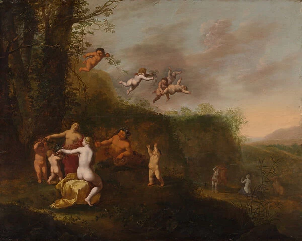 Bacchus and Nymphs in a Landscape, probably 1640s. Creator: Abraham van Cuylenborch