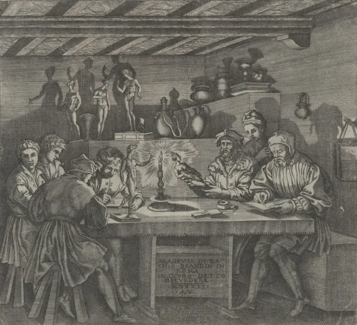 Framed Print : Baccio Bandinelli in his studio holding a statuette of Venus Framed Print : Baccio Bandinelli in his studio holding a statuette of Venus