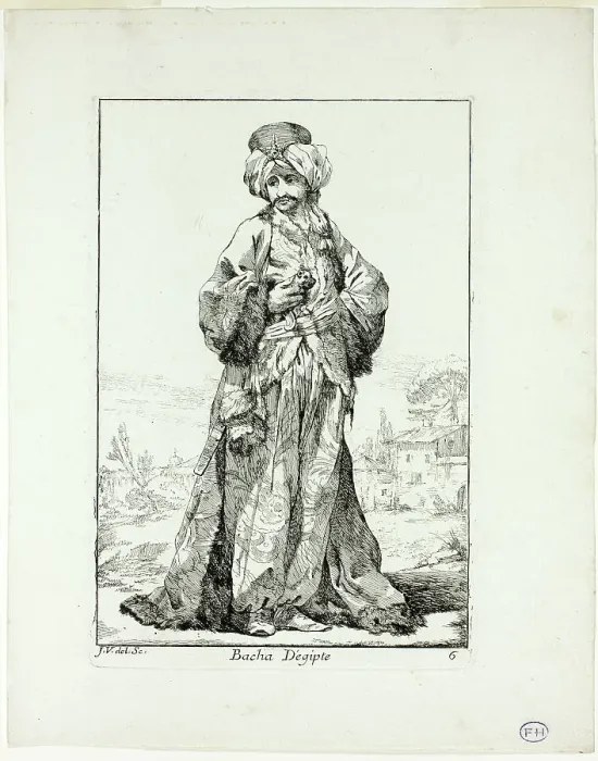 Framed Print : Bacha d'Égypte, plate six from Caravanne du Sultan à la Mecque, 1748. Creator: Joseph-Marie Vien the Elder