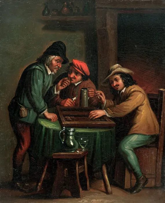 Framed Print : Backgammon Players