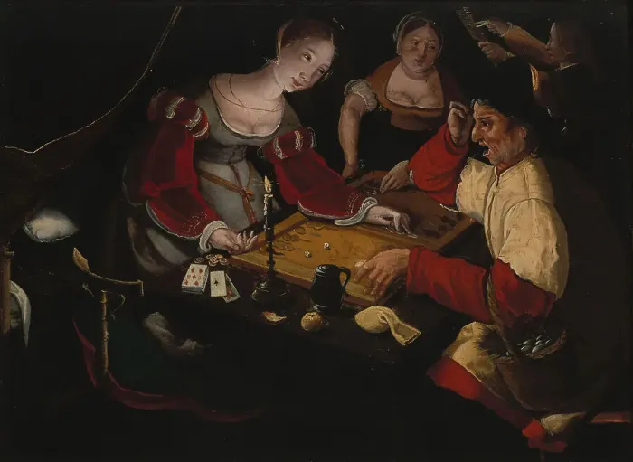 Framed Print : Backgammon Players, c1535-1540. Creator: Anonymous Framed Print : Backgammon Players, c1535-1540. Creator: Anonymous