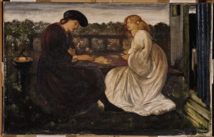 Framed Print : The Backgammon Players, mid-late 19th century. Creator: Sir Edward Coley Burne-Jones Framed Print : The Backgammon Players, mid-late 19th century. Creator: Sir Edward Coley Burne-Jones