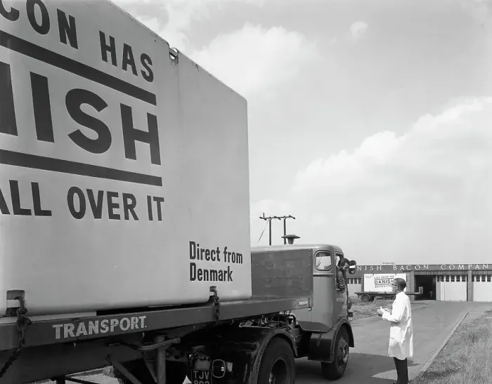 Framed Print : Bacon delivery from Denmark, Kilnhurst, South Yorkshire, 1964. Artist: Michael Walters Framed Print : Bacon delivery from Denmark, Kilnhurst, South Yorkshire, 1964. Artist: Michael Walters