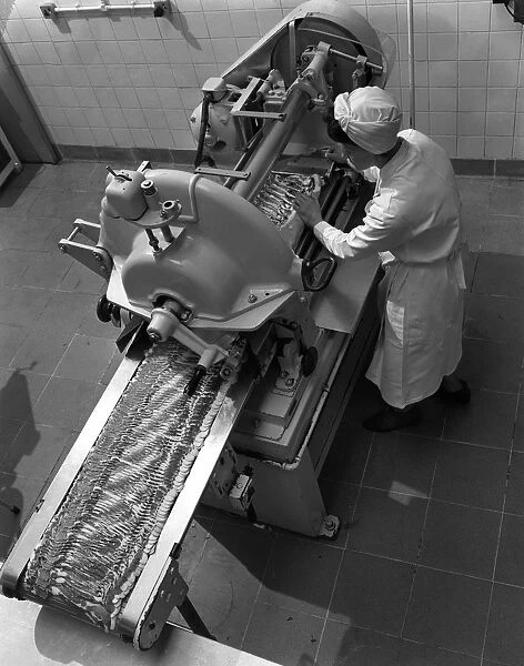 Bacon slicing machine, Danish Bacon Company, Selby, North Yorkshire, 1964. Artist