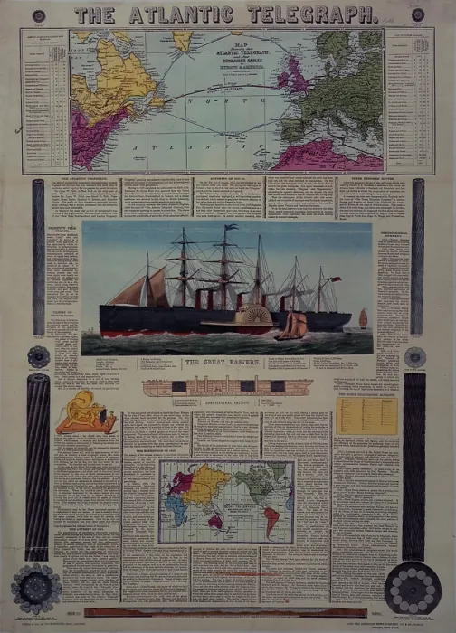Framed Print : Bacon's Chart of the Atlantic Telegraph, 1866. Creator: Unknown. Bacon's Chart of the Atlantic Telegraph, 1866. Creator: Unknown Framed Print : Bacon's Chart of the Atlantic Telegraph, 1866. Creator: Unknown. Bacon's Chart of the Atlantic Telegraph, 1866. Creator: Unknown