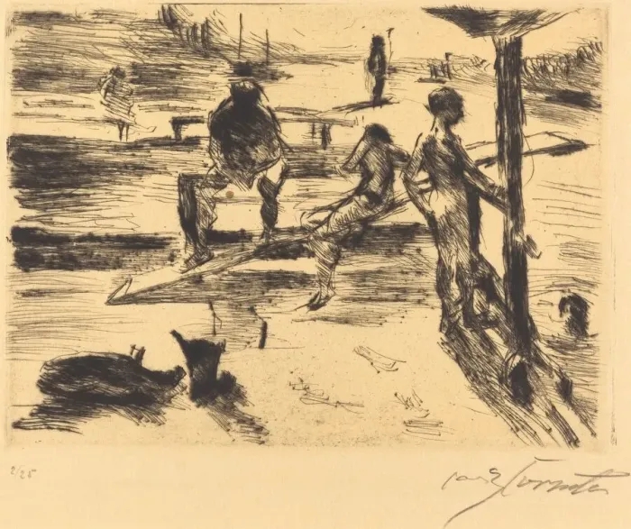 Framed Print : Badeanstalt (Bathing Place), 1919. Creator: Lovis Corinth