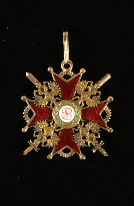 Framed Print : The Badge of the Order of Saint Stanislaus, Third Class. Artist: Orders, decorations and medals Framed Print : The Badge of the Order of Saint Stanislaus, Third Class. Artist: Orders, decorations and medals