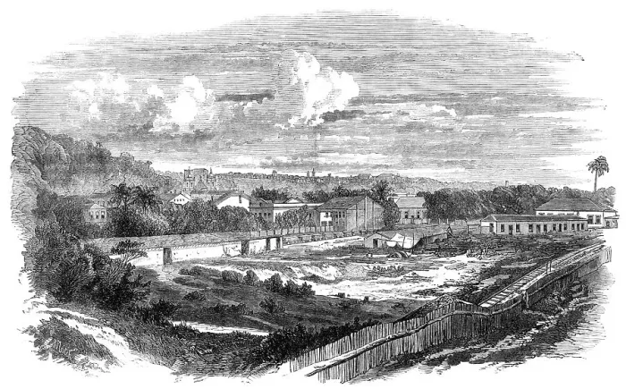 Framed Print : The Bahia Railway, Brazil: Site of the station at Bahia - from a photograph by B. Mulock, 1860. Creator: Unknown Framed Print : The Bahia Railway, Brazil: Site of the station at Bahia - from a photograph by B. Mulock, 1860. Creator: Unknown