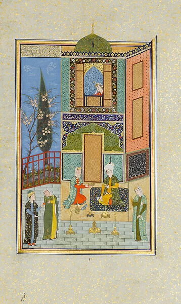 Bahram Gur in the Green Palace on Monday, Folio from a Khamsa (Quintet) of Nizami, A.H