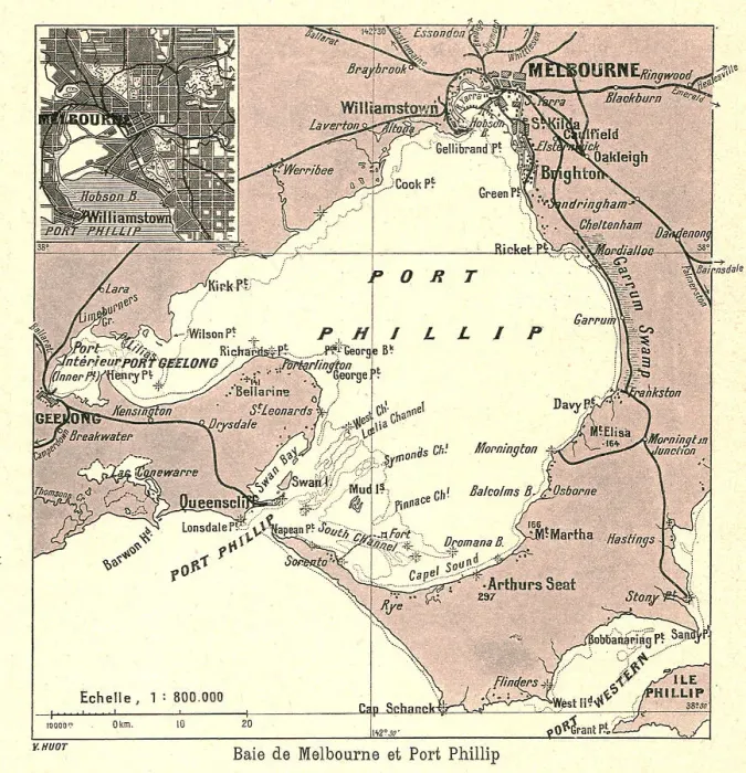 Framed Print : Baie de Melbourne et Port Phillip; Les Terres Du Pacifique, 1914. Creator: Unknown Framed Print : Baie de Melbourne et Port Phillip; Les Terres Du Pacifique, 1914. Creator: Unknown